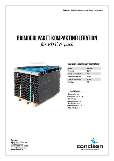 Produktblad: Biomodulpaket kompaktinfiltration för BDT, 6pack