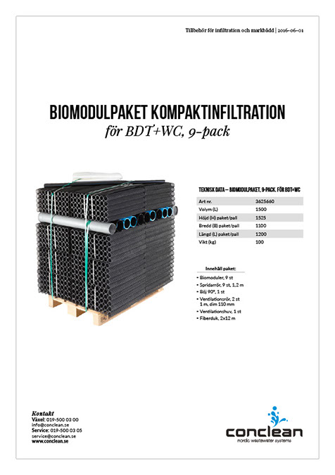 Produktblad: Biomodulpaket kompaktinfiltration för BDT, 9-pack