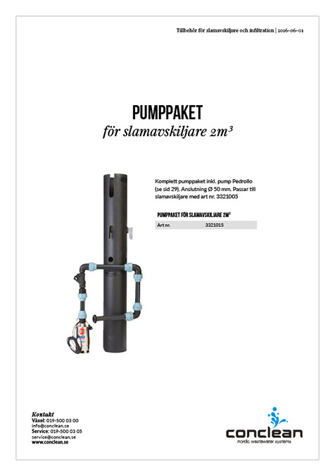 Produktblad: Pumppaket för slamavskiljare 2m3