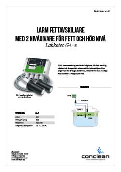 Larm fettavskiljare med 2 nivågivare för fett och hög nivå - Labkotec GA-2